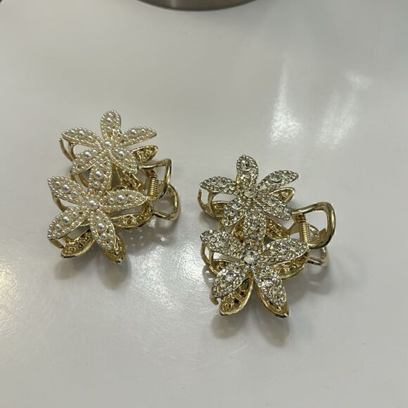 Hair Clips Pearls and CZ (2) - Picture 3 of 5
